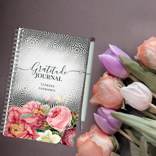 Fleurs vintages Sur Le Journal De Gratitude Noir &