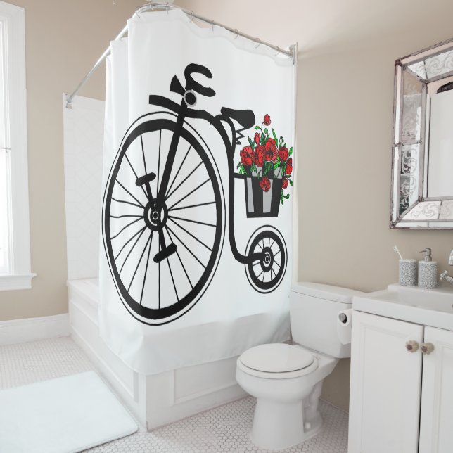 Fleurs vintages Vélos Douche Rideau (En situation)