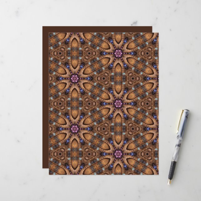 Fleurs violet marron fantaisiste ScrapJournal (Devant/Arrière en situation)