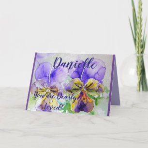 Fleurs violettes Aquarelle Florale Carte d'anniver