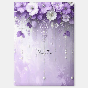 Fleurs violettes avec perles qui pendent Magnet