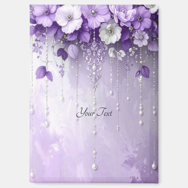 Fleurs violettes avec perles qui pendent Magnet (Recto)
