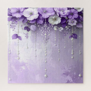 Fleurs violettes avec perles qui pendent Puzzle