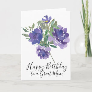 Fleurs violettes Bonne carte d'anniversaire pour m