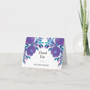 Fleurs violettes Carte de remerciements peinte à l