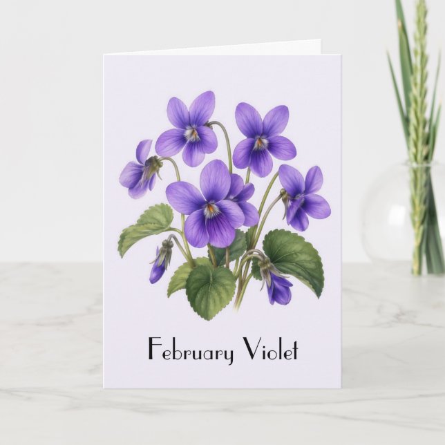 Fleurs violettes de février Carte de vœux (Devant)