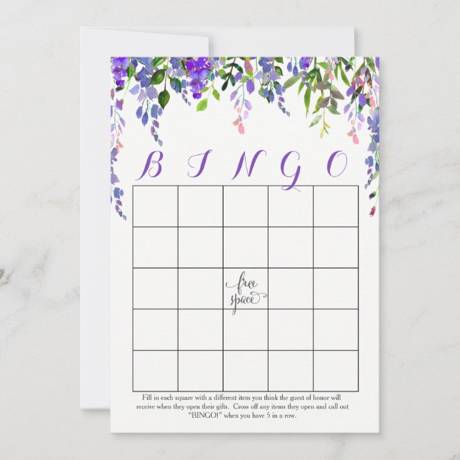 Fleurs violettes Douche Bingo Cartes (Devant)