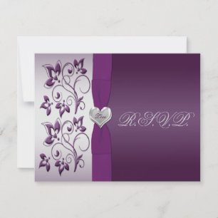 Fleurs violettes et argentées avec RSVP Cœur en Ar