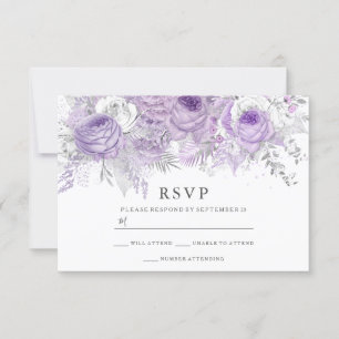 Fleurs violettes et argentées Mariage élégant RSVP