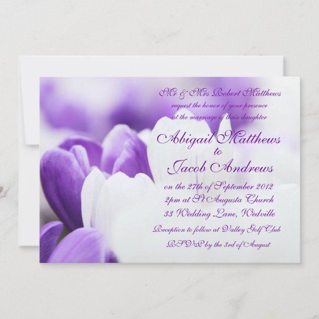 Fleurs violettes et blanches - Faire-part de maria (Devant)