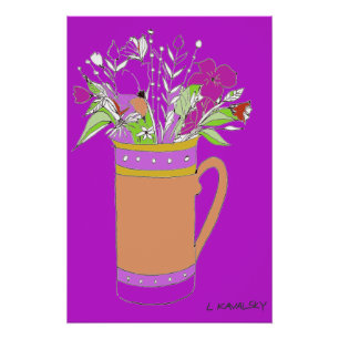 Fleurs Violettes Et Colorées Dans Une Affiche De M