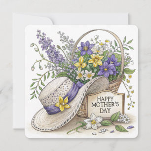 Fleurs violettes et jaunes Carte de fête des mères