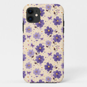 Fleurs Violettes et Papillons Étui pour Téléphone
