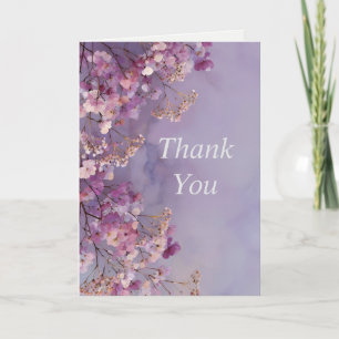 Fleurs violettes et roses Carte de remerciements d