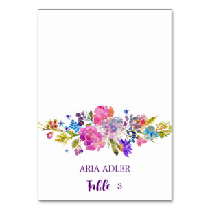 Fleurs violettes et roses Mariage Escort Cartes de