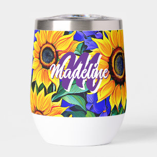 Fleurs violettes et tournesols jaunes Personnalisé