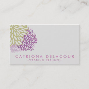Fleurs violettes et vertes Carte de visite élégant
