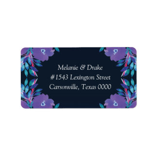 Fleurs violettes Étiquette de adresse Mariage pein