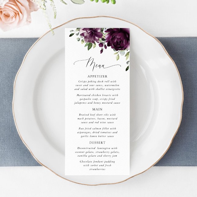 Fleurs violettes, fleurs de prunier, Boho, Menu de (Créateur téléchargé)