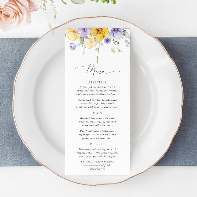 Fleurs Violettes, Fleurs Jaunes, Menu de Baptême (Créateur téléchargé)