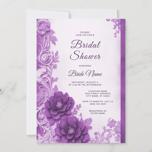 Fleurs violettes Flore Flourdir Invitation de douc (Devant)