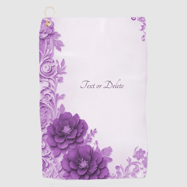 Fleurs violettes Flourish Golf Serviette (Devant)