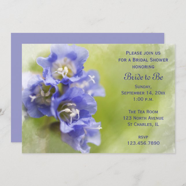 Fleurs violettes Jardin Douche nuptiale Invitation (Devant / Derrière)