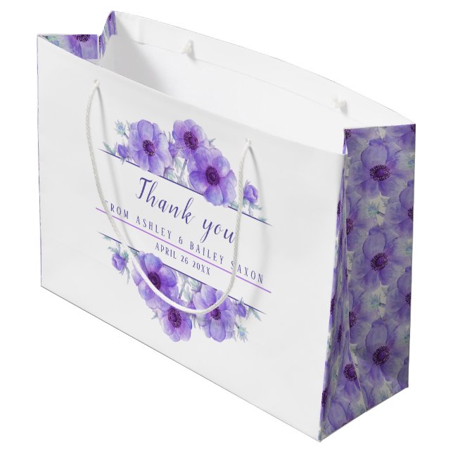 fleurs violettes mariages merci grand sac cadeau (Dos Angle)