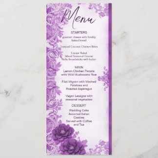 Fleurs violettes Menu Mariage fleuri