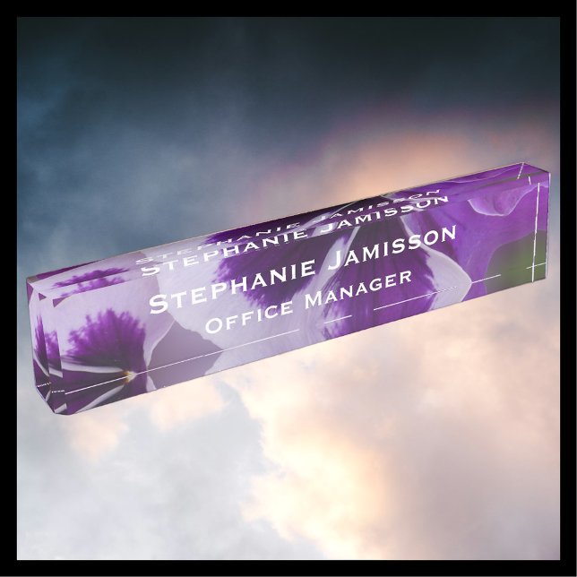 Fleurs violettes Nom et titre Nom du bureau Plaque (Créateur téléchargé)