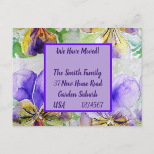 Fleurs violettes Nouvelle Adresse Carte Postale, N