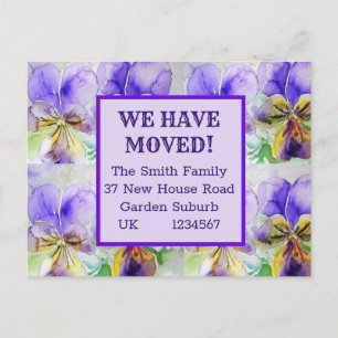 Fleurs violettes Nouvelle Adresse Carte Postale, N