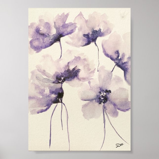 Fleurs violettes Premium 5x7 Poster de toile en gl (Devant)