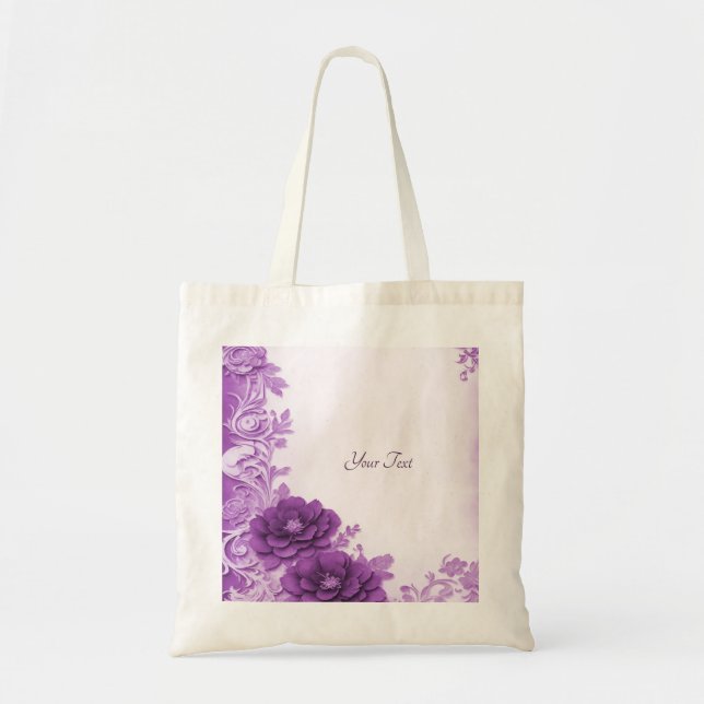 Fleurs violettes Sac fourre-tout fleuri (Devant)