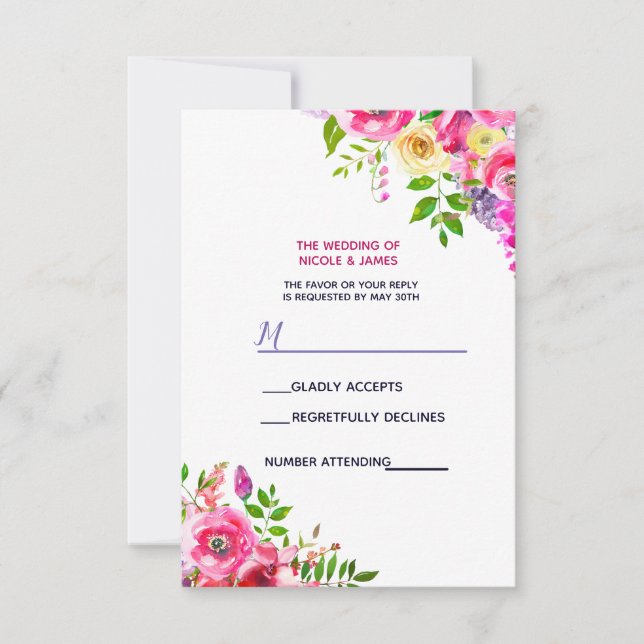 Fleurs Vives Bold Rose Botanique Printemps RSVP (Devant)