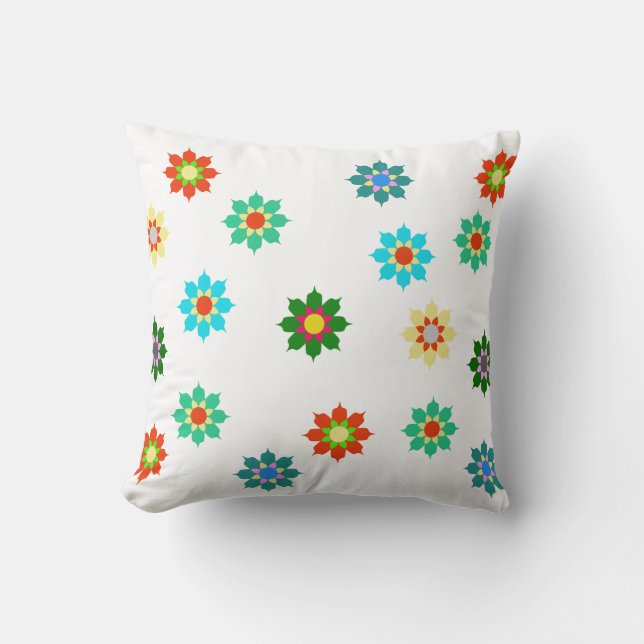 Fleurs vives colorées Motif Coussin de coussin (Recto)