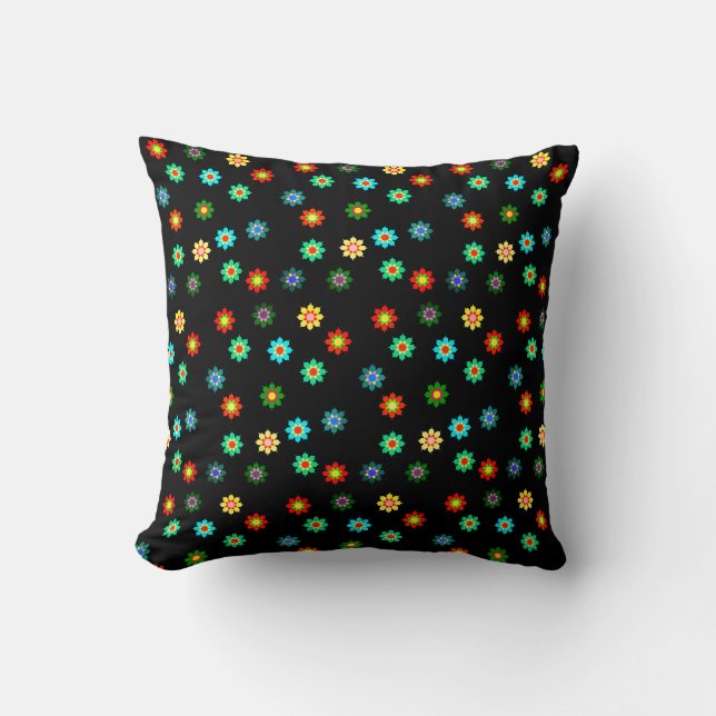 Fleurs vives colorées Motif Coussin de coussin (Recto)