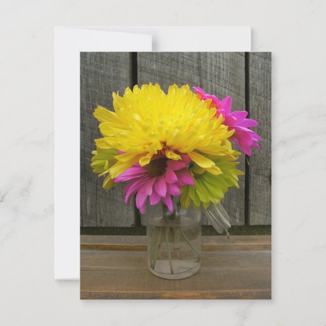 Fleurs vives et Faire-part de mariage en bois d'éc (Devant)