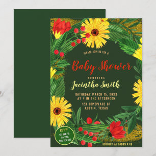 Fleurs vives Tropical Baby shower Invitation
