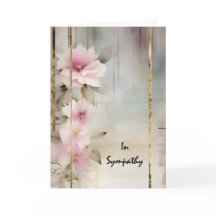 Fleurs Wabi-Sabi sur une Carte de Condoléances Gri