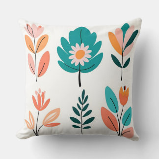 "Fleurs Whimsical : Coussin Boho Dessiné À La Main