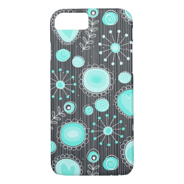 Fleurs Whimsical en Turquoise iPhone 7 coque (Dos)
