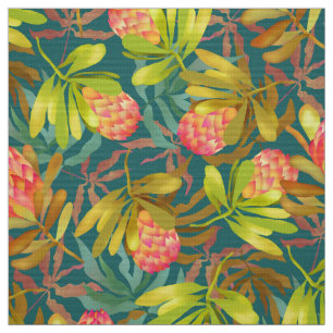 Fleurs Wlid Protea tissu Turquoise