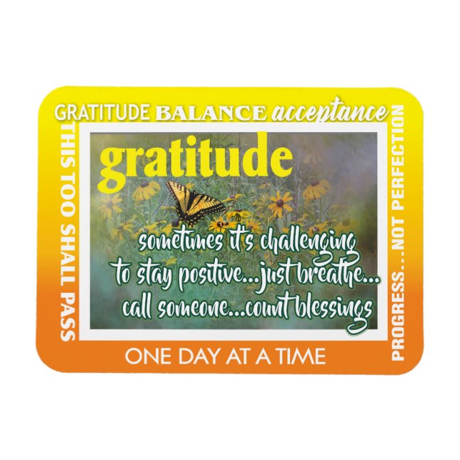 Flexible 12 step gratitude magnet 26 butterflies (Horizontal)