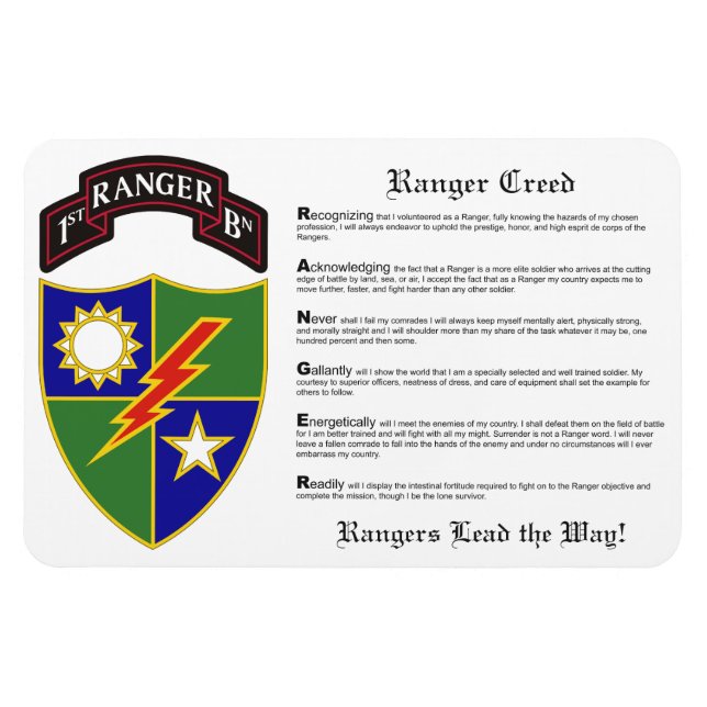 Flexible 1er Bataillon - 75e Régiment de Rangers Magnet 4x6 (Horizontal)