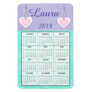 Flexible 2018 Mini-calendrier violet et Turquoise Magnet