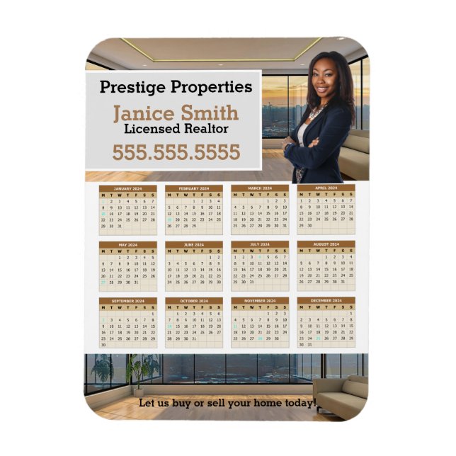 Flexible 2024 Realtor Calendar Refrigerator Magnet (Vertical)
