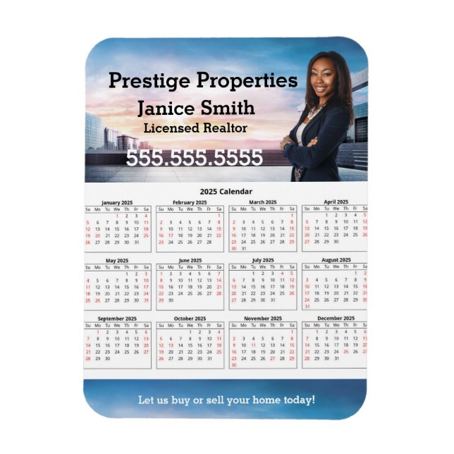 Flexible 2025 Realtor Calendar Refrigerator Magnet (Vertical)