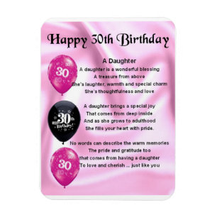 Flexible 30e anniversaire fille magnet poème