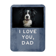 Aimez-vous papa Custom Dark Blue Dog Photo Magnet